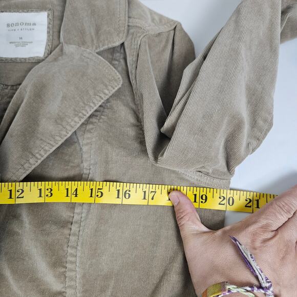 Sonoma Corduroy Beige Button Jacket womens Sz Medium Career Preppy professional - Picture 6 of 9